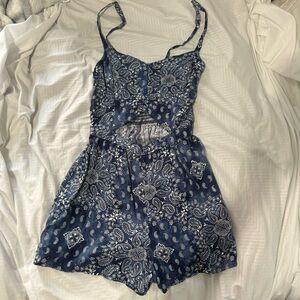 Hollister Navy Paisley Romper